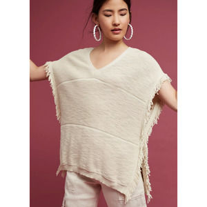 Women's Anthropologie Michael Stars Boho Fringe Poncho Sweater Natural Small
